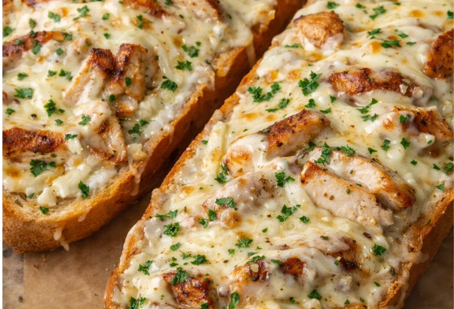 Chicken Alfredo Garlic Bread (From Raw Ingredients)