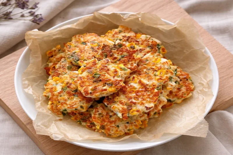 Crispy Chicken Corn Fritters with Cheese and Herbs