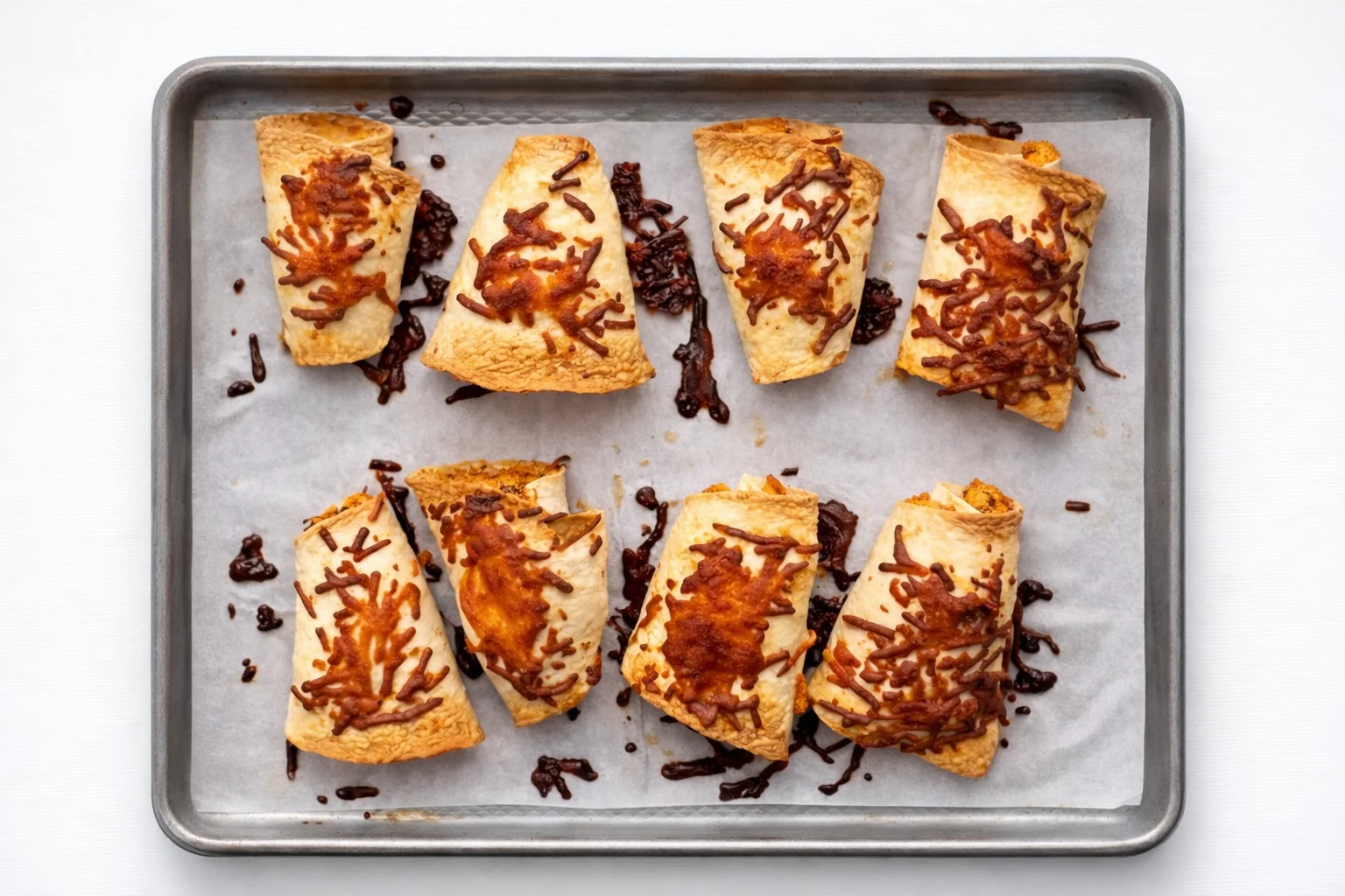 Golden baked buffalo chicken cones with melted cheese on top