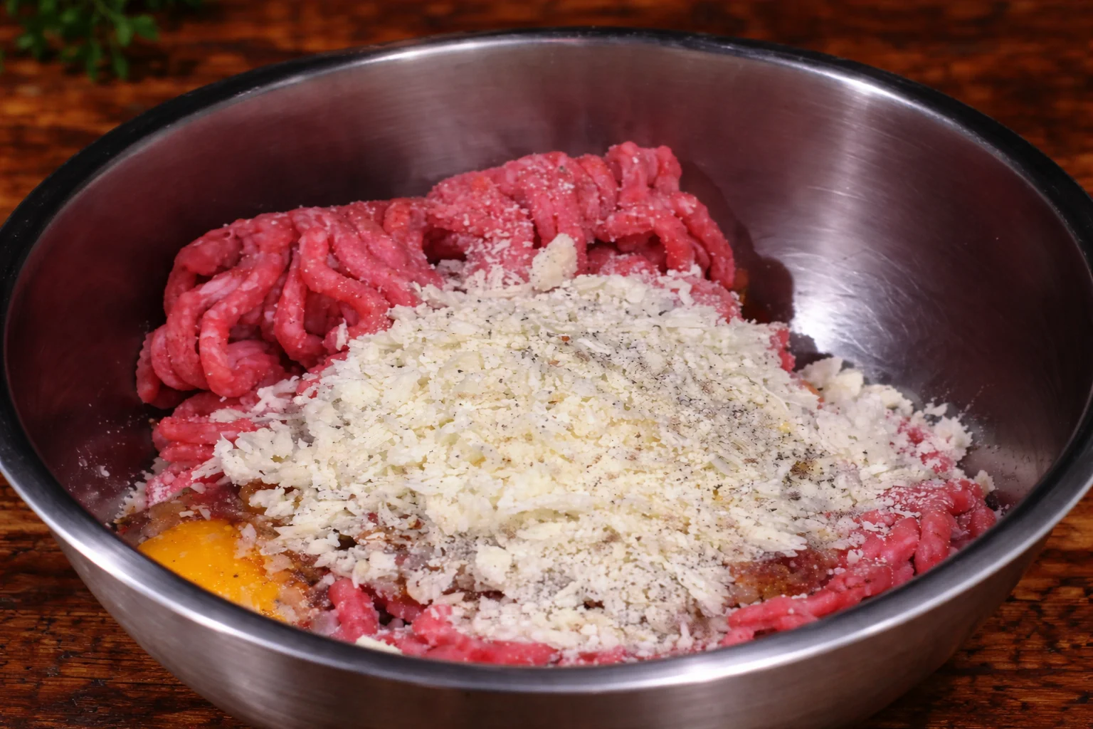 Ground meat mixture in a bowl