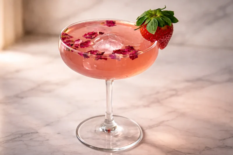 Pink Gin Fizz Valentine Cocktail Made In Home