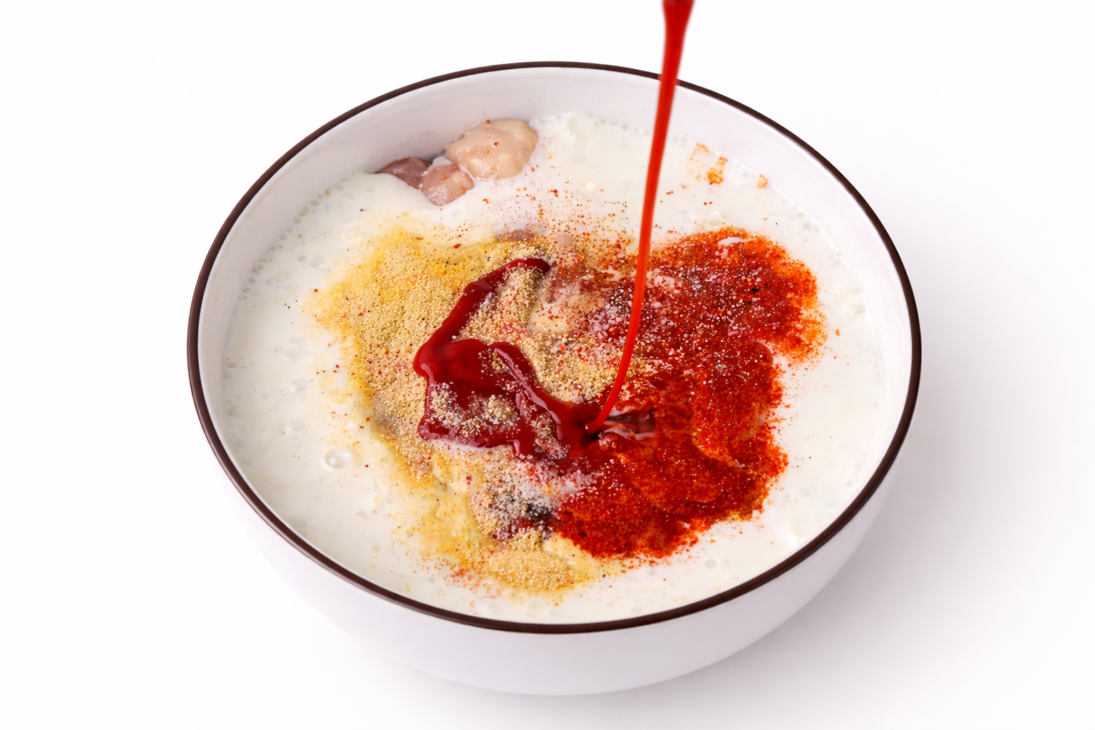 Buttermilk chicken marinade with paprika garlic powder and hot sauce added