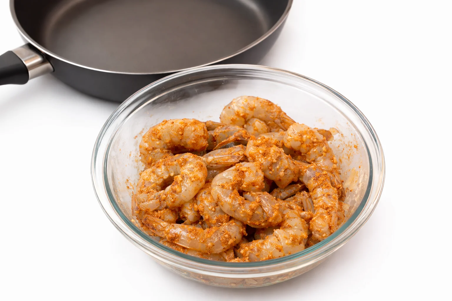 seasoned shrimp evenly coated with spices before cooking