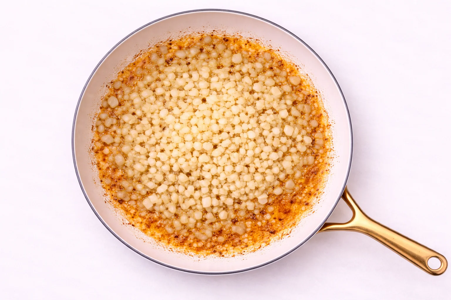 garlic cooking in skillet creating base for creamy tuscan chicken sauce