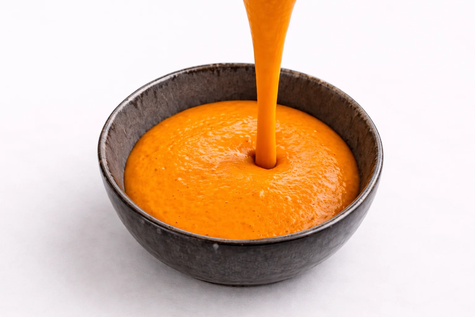 thick homemade peri peri sauce being poured into a bowl