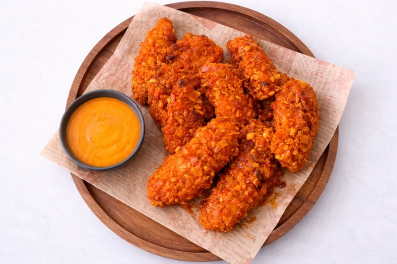Crispy Chicken Tenders with Hot Honey Garlic Sauce