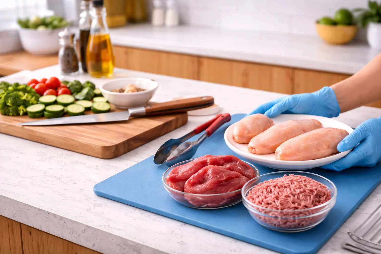 handling raw chicken safely during food preparation